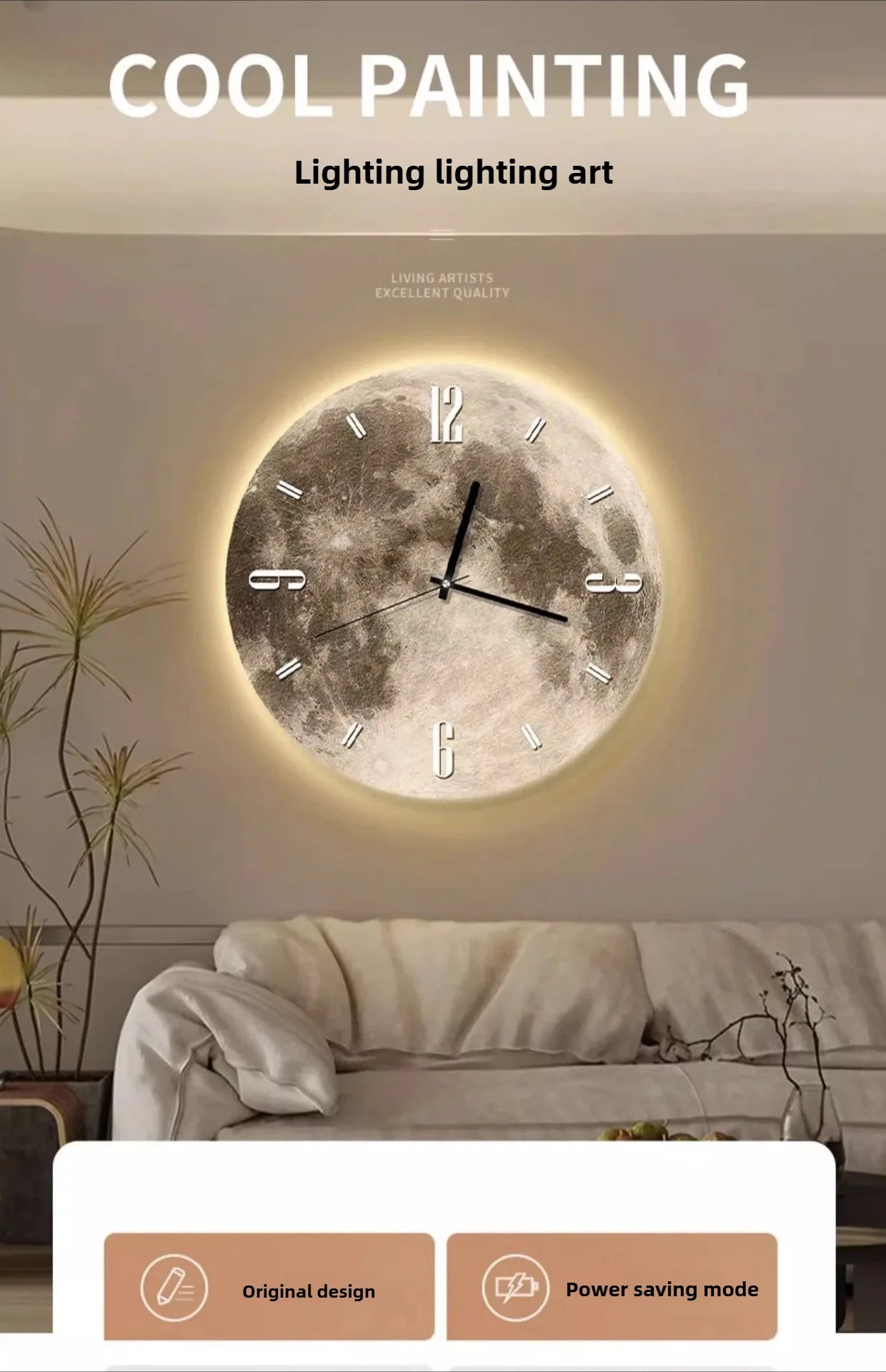 16 Inch Fashions Wall Clock Dining Room Living Moon The Earth Modelling LED Light Silent Movement Bedroom Clock Wall Decoration    Home Decor Supply | Online Retail | ShoreShopper.com