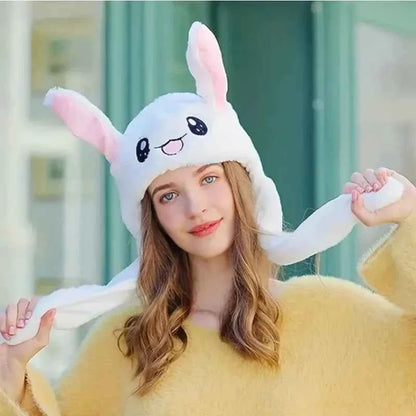 Headwear Daily  Supplies Party Home LED Funny Glowing And Ear Moving Bunny Hat Cap For Women Girls Cosplay Party Holiday Hat