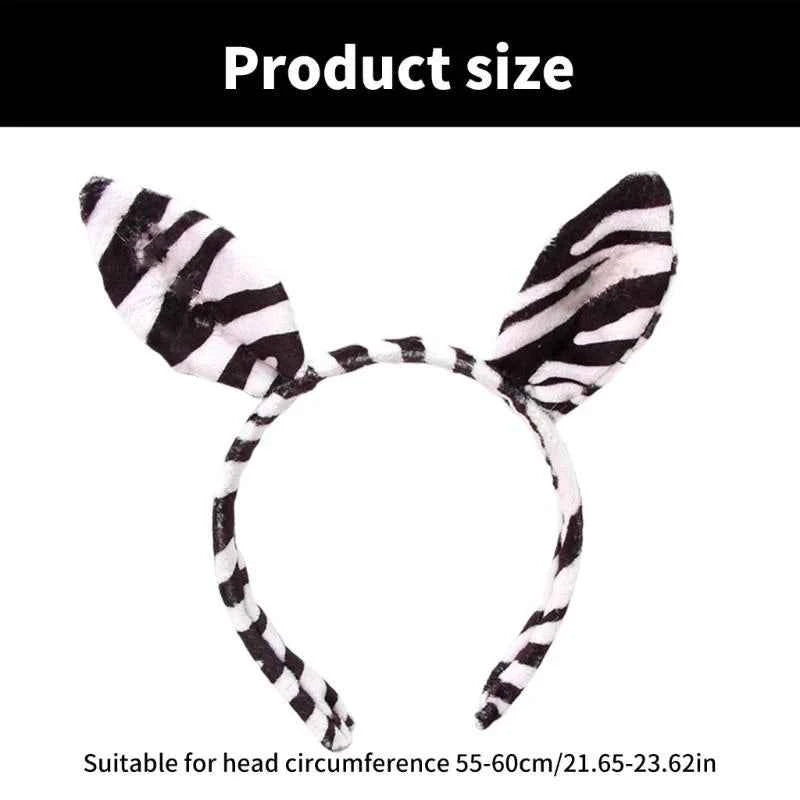 652F Halloween Zebras Ear Headbands Cosplay Zebras Ear Headwear Hairbands Headwear Halloween Hairbands Birthday Party
