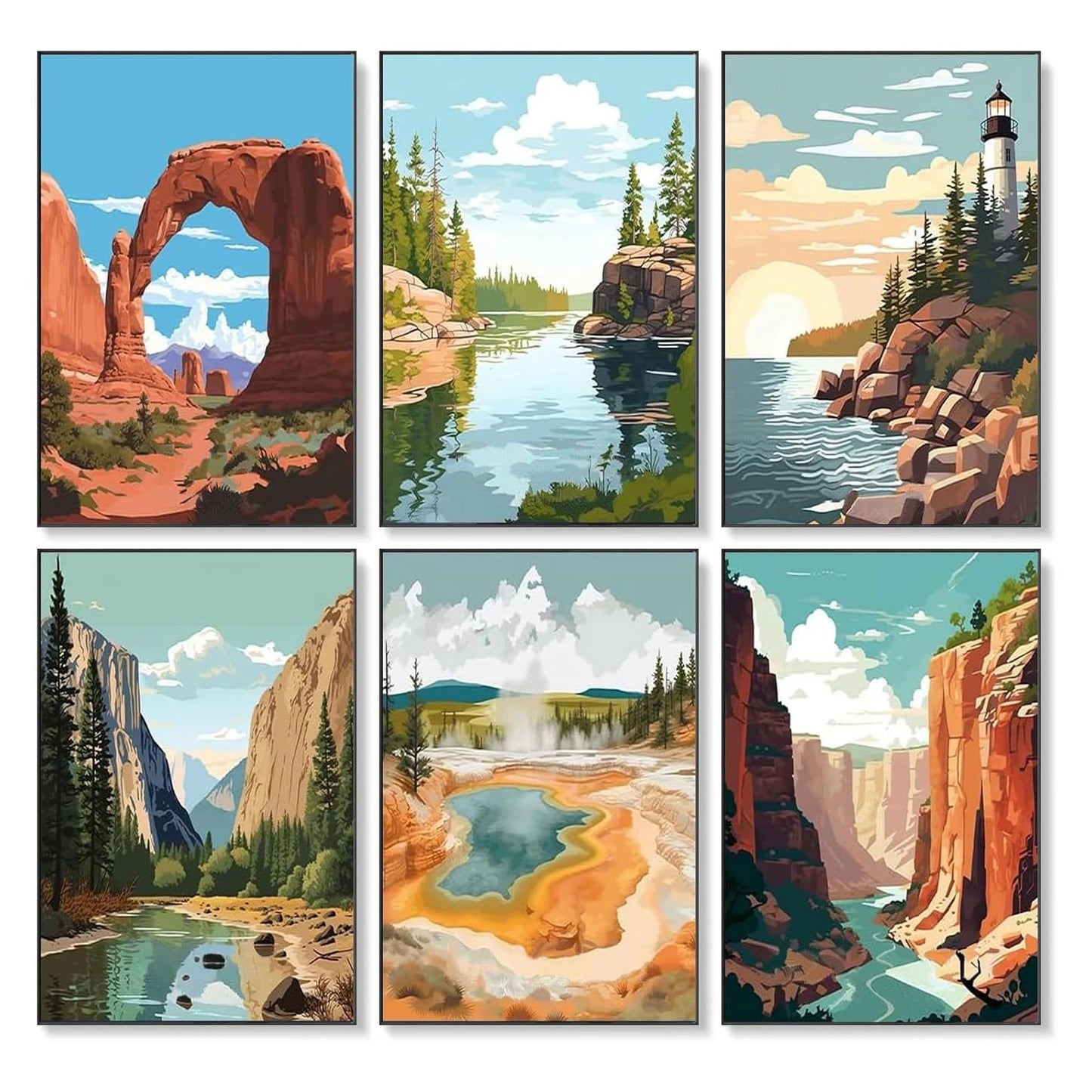 6Pcs Beginners Oil Painting Set Paint by Numbers Kit with Canvas and Brush Accessories Painting Kit for Home Office Wall Decor    Home Decor Supply | Online Retail | ShoreShopper.com