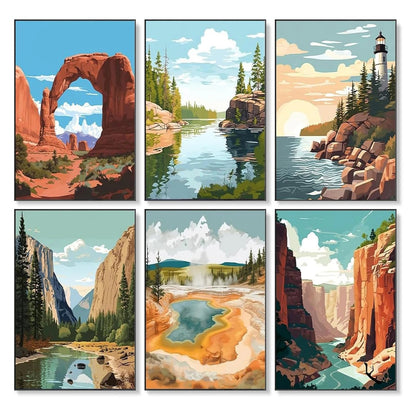 6Pcs Beginners Oil Painting Set Paint by Numbers Kit with Canvas and Brush Accessories Painting Kit for Home Office Wall Decor    Home Decor Supply | Online Retail | ShoreShopper.com