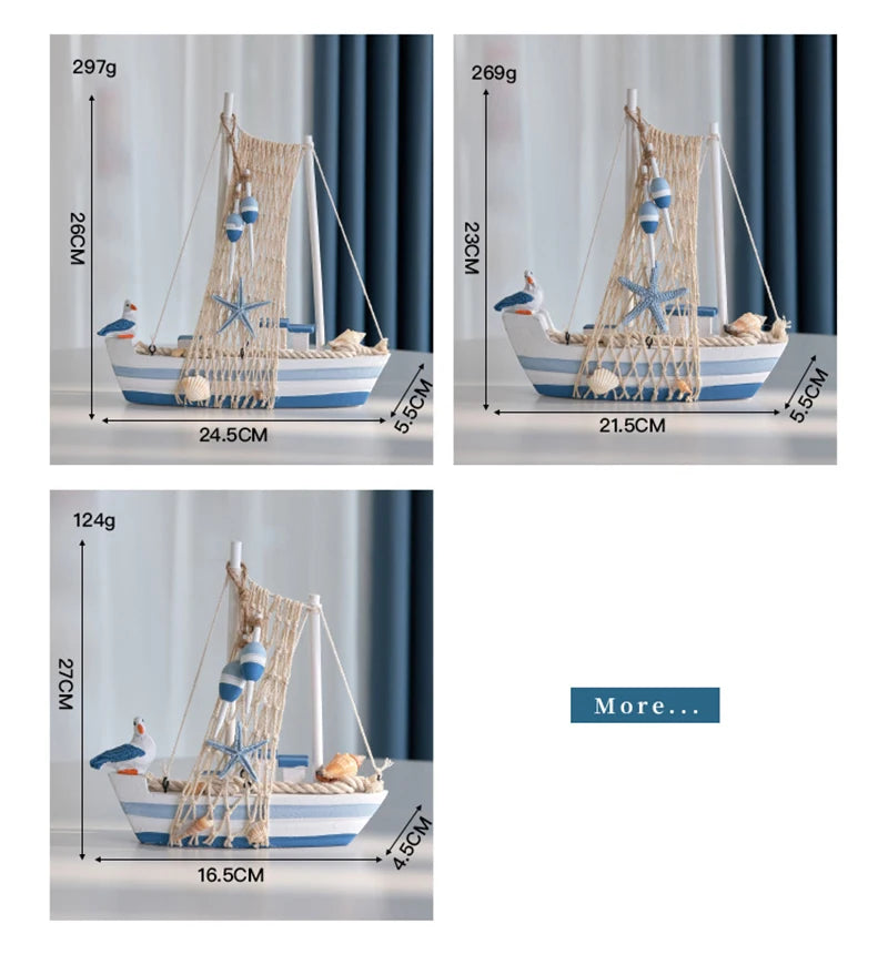 2025 Mediterranean Style Wooden Sailing Boat Model Ocean Style Desktop Ornament Crafts Small Wood Boat Kids Room Home Decor Gift    Your Coastal Marketplace | Shoreshopper.com