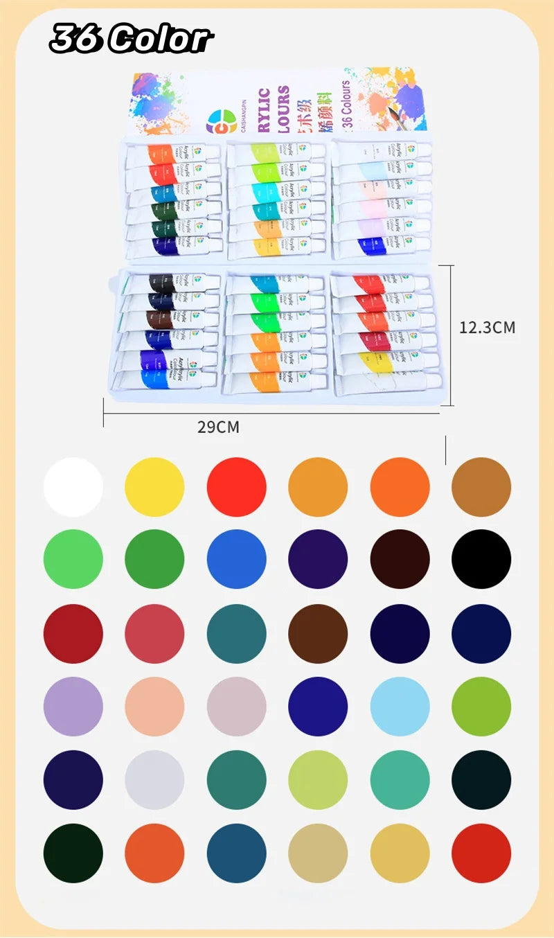 Acrylic Paint Set 12/18/24/36 Colors 12ml Tubes Non-Toxic Waterproof Art Craft Paints for Artists Kids Beginners School Supplies    Home Decor Supply | Online Retail | ShoreShopper.com