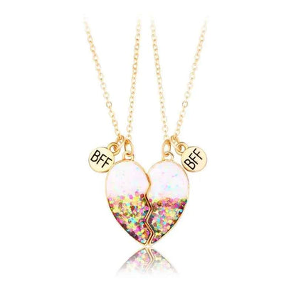 Cute 2 Pcs BFF Necklace Heart Pendant Best Friend Necklace Fashion Couple Chain Necklace Children Friendship Jewelry