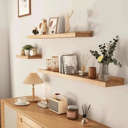 Space Saving Wooden Floating Shelf Minimalist Style Decorative Display Stand Rustic Bookshelf Organizer Living Room    Home Decor Supply | Online Retail | ShoreShopper.com