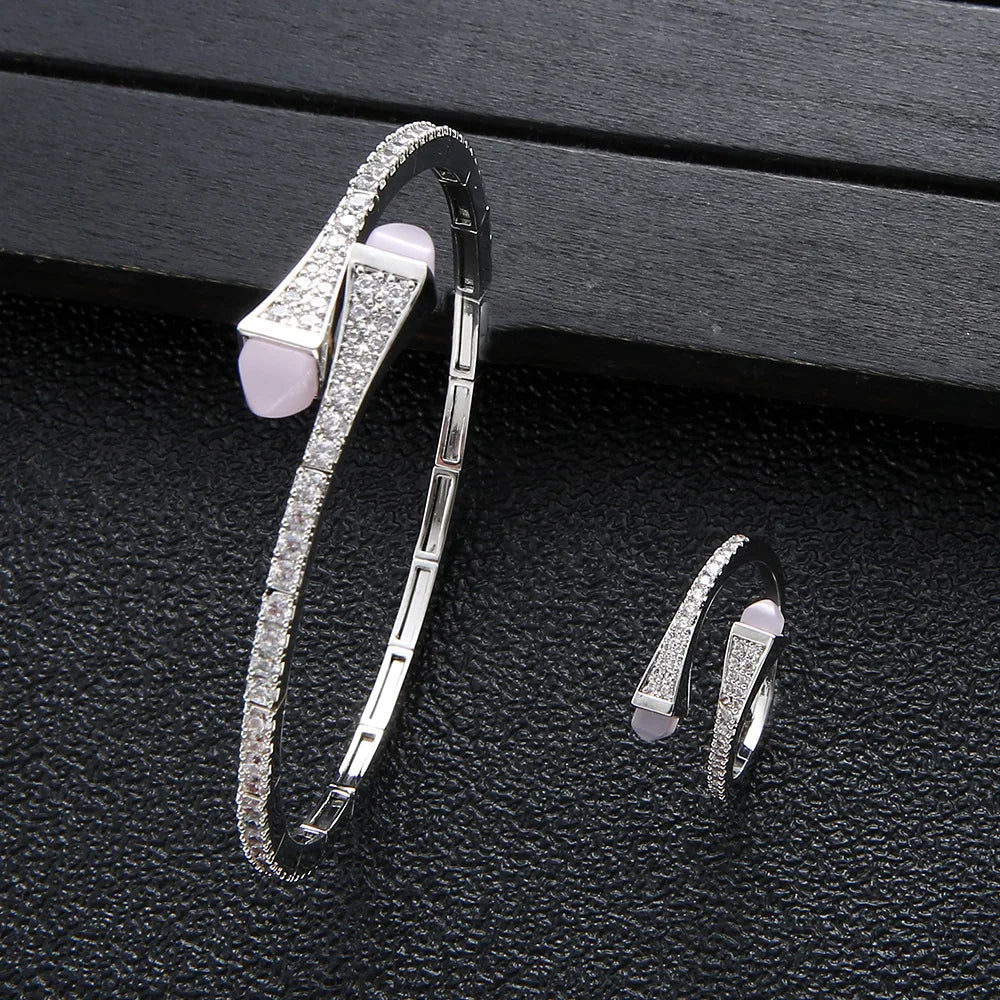New jerseis Women's Fashion 2 Pcs Bracelet & Ring Set مجموعات المجوهرات Resin Simple Design Gold Open Cuff Bangle Jewelry Set    Home Decor Supply | Online Retail | ShoreShopper.com
