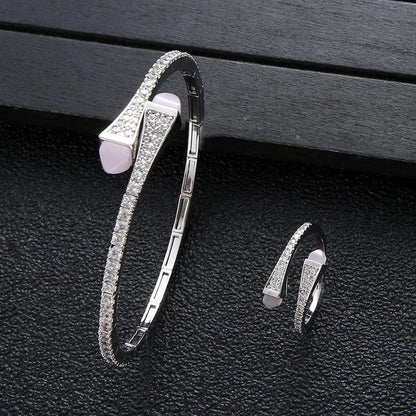 New jerseis Women's Fashion 2 Pcs Bracelet & Ring Set مجموعات المجوهرات Resin Simple Design Gold Open Cuff Bangle Jewelry Set    Home Decor Supply | Online Retail | ShoreShopper.com
