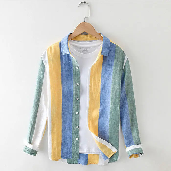 Striped shirt men's 2025 Man Plaid Shirts Cotton Chemise Male Blouses Casual Long Sleeve Formal Business Shirt Men's Clothing    Home Decor Supply | Online Retail | ShoreShopper.com