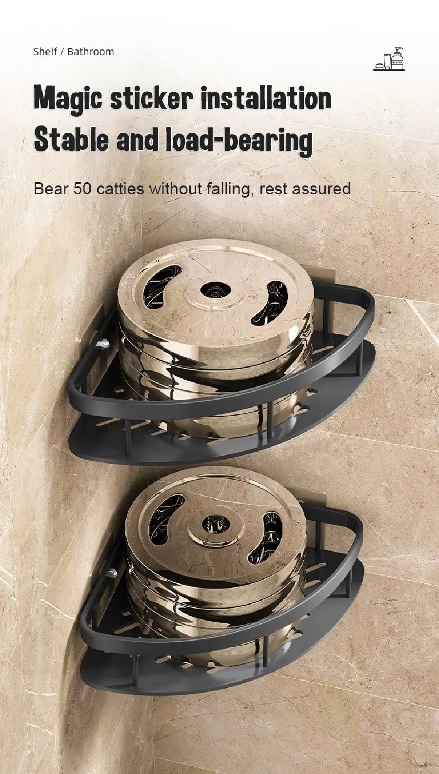 Bathroom Shelves Wall Mounted Non perforated Bathroom Shelf Shower  Storage Shelf  Kitchen Organizer  Bathroom Corner Shelf    Home Decor Supply | Online Retail | ShoreShopper.com