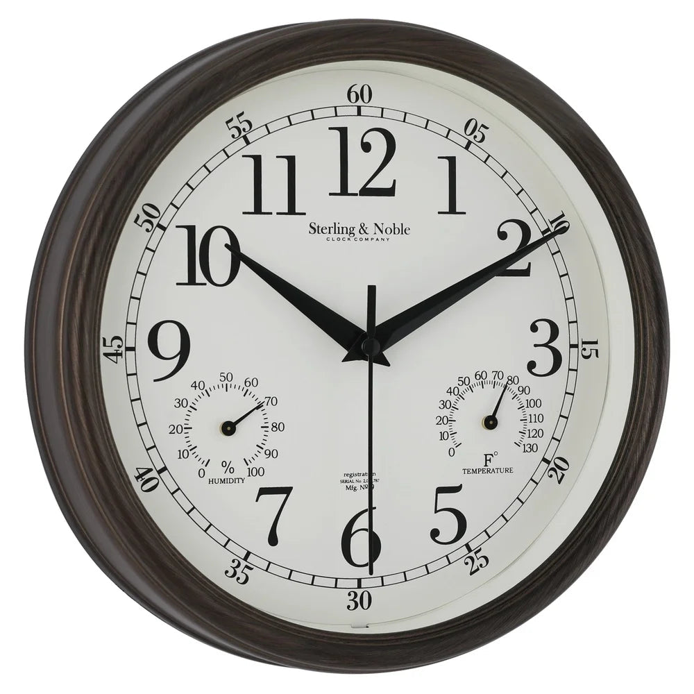 8.75 Inch Antique Bronze Indoor Outdoor Wall Clock with Thermometer Hygrometer Lightweight Durable Quartz Movement Analog Clock    Home Decor Supply | Online Retail | ShoreShopper.com