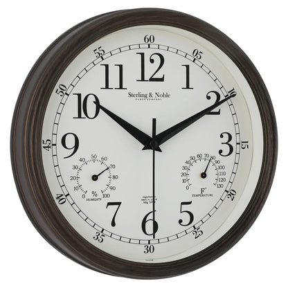 8.75 Inch Antique Bronze Indoor Outdoor Wall Clock with Thermometer Hygrometer Lightweight Durable Quartz Movement Analog Clock    Home Decor Supply | Online Retail | ShoreShopper.com