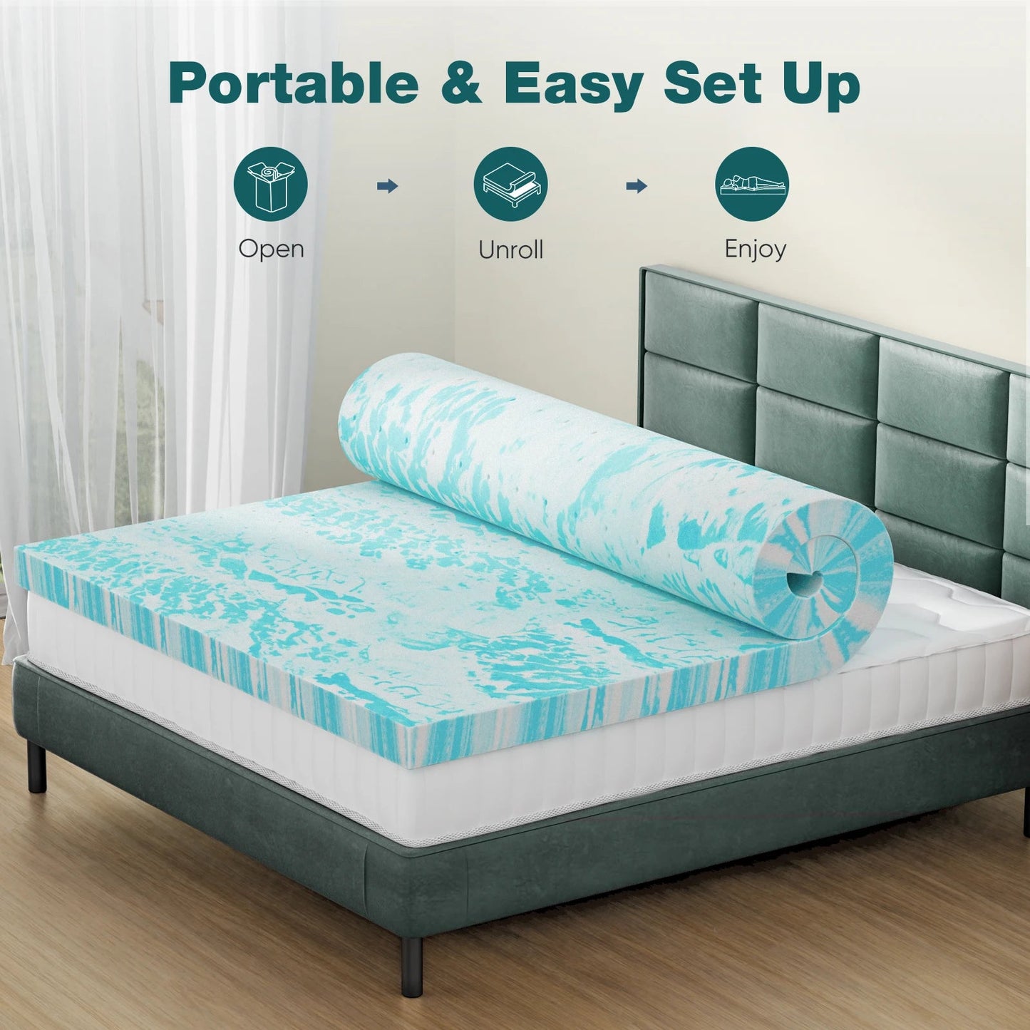 JHK 2 Inch Gel Memory Foam Mattress Topper Full Size Cooling Mattress Soft and Breathable Bed Topper School Bedroom Furniture    Home Decor Supply | Online Retail | ShoreShopper.com