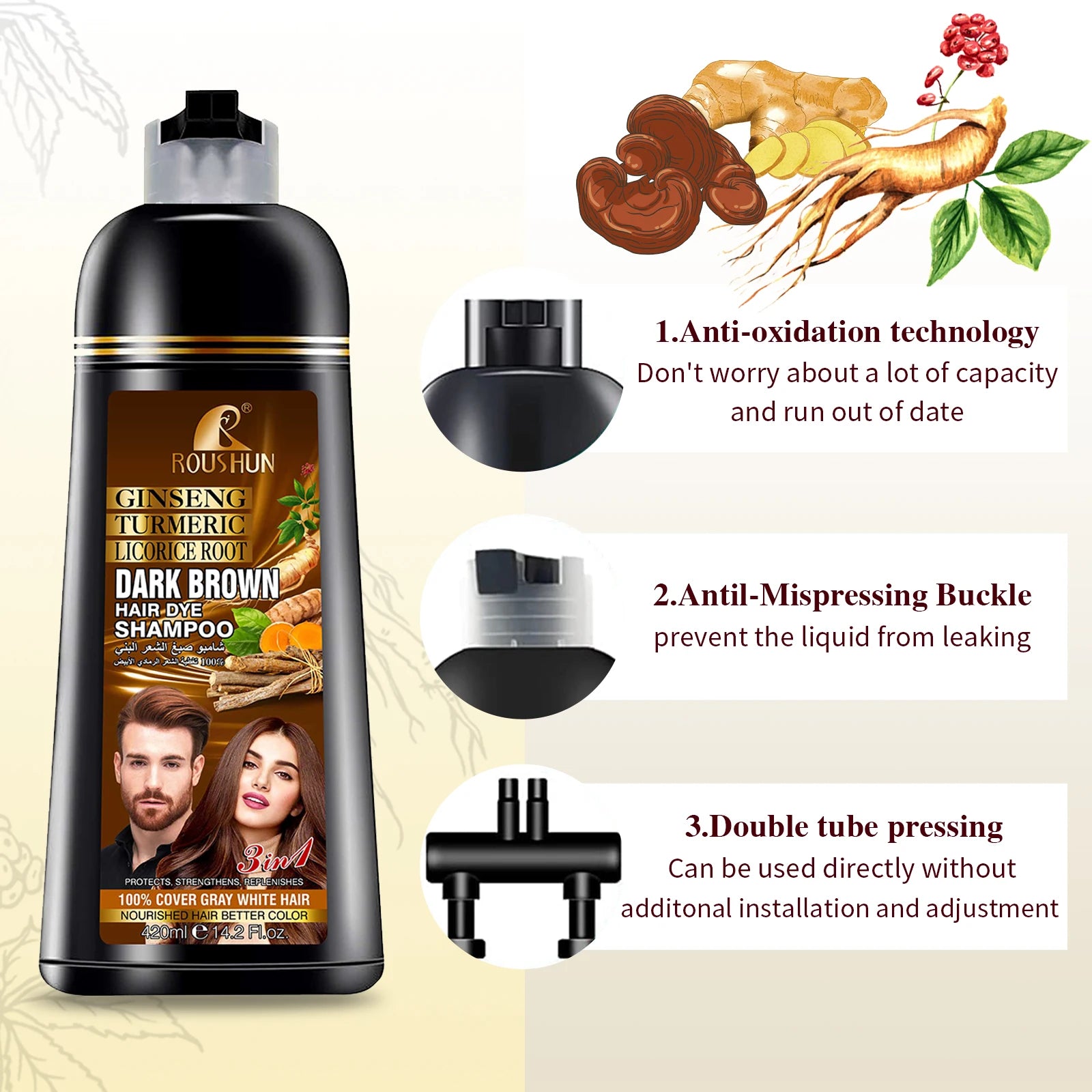 Brown Hair Color Shampoo for Gray Hair Instant Hair Dye Shampoo Hair Coloring in Minutes Natural and Long lasting color Hair Dye - ShoreCo.Shop
