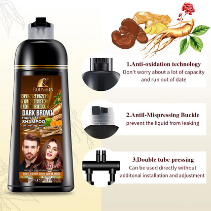 Brown Hair Color Shampoo for Gray Hair Instant Hair Dye Shampoo Hair Coloring in Minutes Natural and Long lasting color Hair Dye - ShoreCo.Shop
