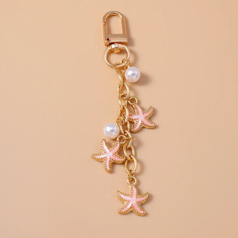 Fashion Summer Beach Shell Pearl Starfish Keychain for Women Men Car Key Handbag Purse Hanging Key Chains DIY Accessories    Your Coastal Marketplace | Shoreshopper.com