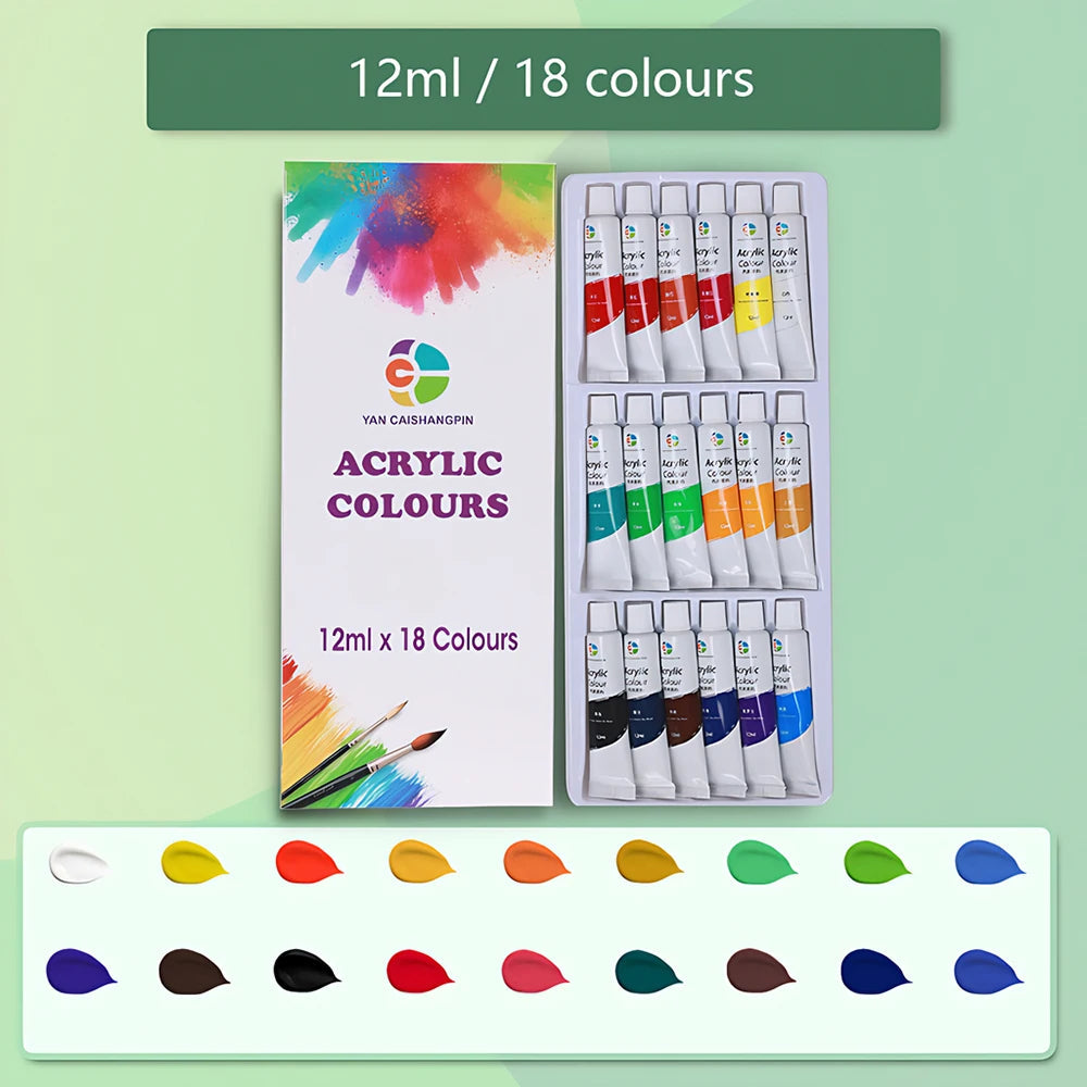 Acrylic Paint Set 12/18/24/36 Colors 12ml Tubes Non-Toxic Waterproof Art Craft Paints for Artists Kids Beginners School Supplies    Home Decor Supply | Online Retail | ShoreShopper.com