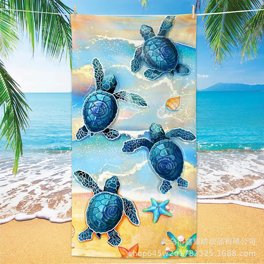 Beach Turtle Animal Printed Beach Towel, Quick Drying Absorbent Beach Towel Outdoor Sports Swimming Beach Towel Face Towel Towel    Your Coastal Marketplace | Shoreshopper.com