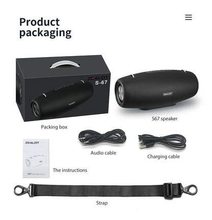 Zealot S67 Wireless Speaker WithShoulder Strap,Outdoor,Waterproof,Portable Speaker with Loud Stero and Booming Bass,40H Playtime    Home Decor Supply | Online Retail | ShoreShopper.com