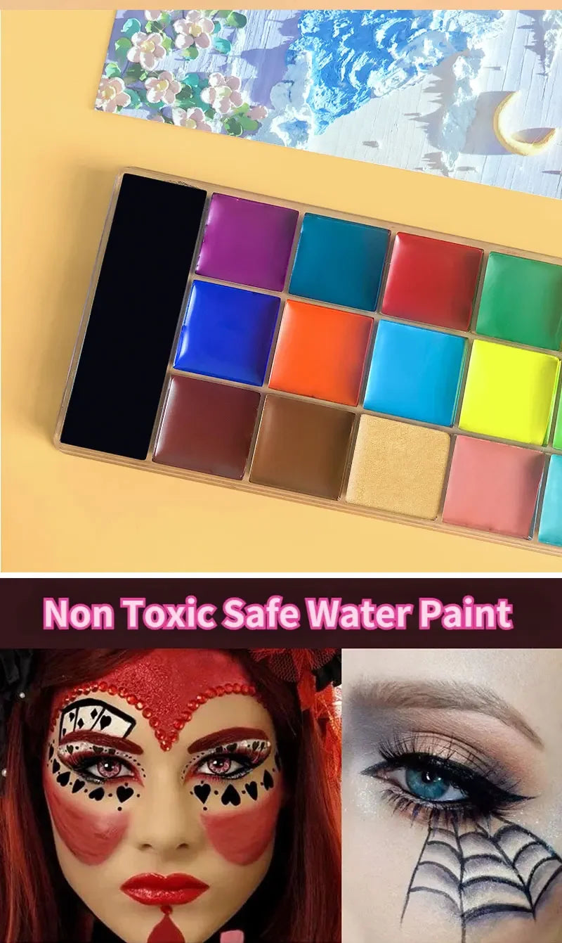 20 Colors Face Body Oil Painting Paint Pigment Non Toxic Safe Kids Flash Tattoo Painting with Brush Art Halloween Cosplay Party    Home Decor Supply | Online Retail | ShoreShopper.com