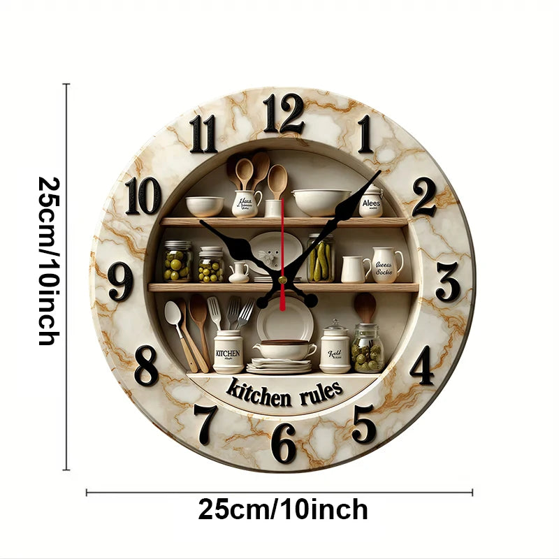 2D Flat Kitchen Rules Design Wooden Round Silent Hanging Wall Clock,For Living Room,Office,Study Room,Bedroom, Home Decoration    Home Decor Supply | Online Retail | ShoreShopper.com