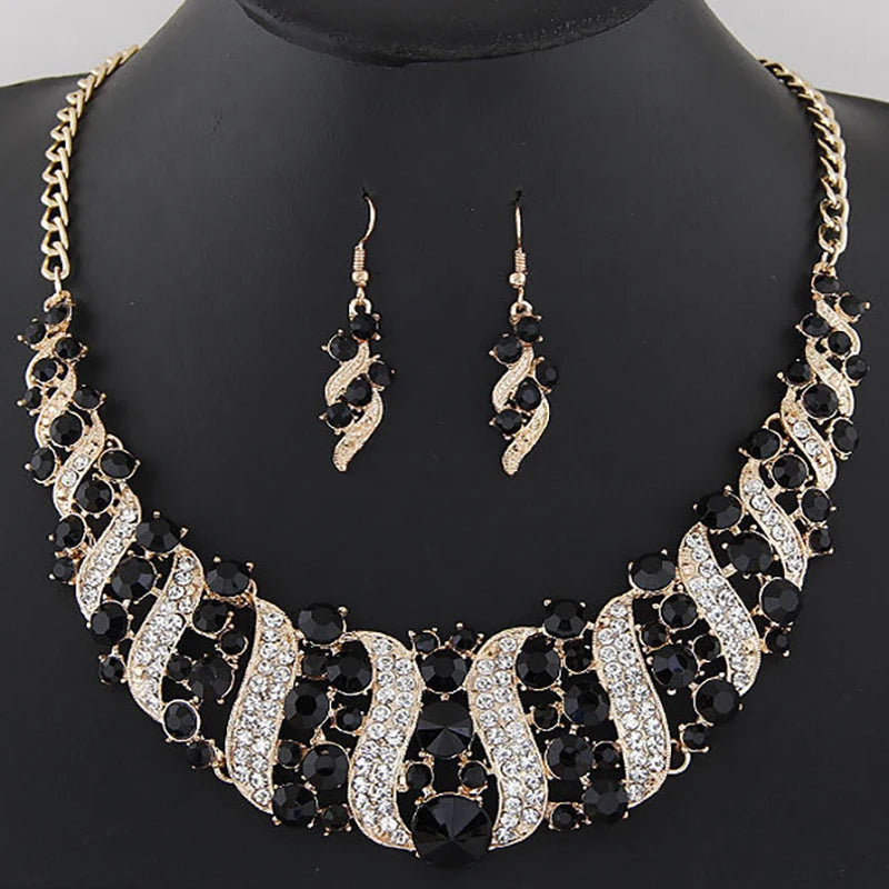 Romantic 2 Pieces/set Wedding Jewelry Set Shiny Crystal Bridal Jewelry Set Ladies Necklace Earrings    Home Decor Supply | Online Retail | ShoreShopper.com