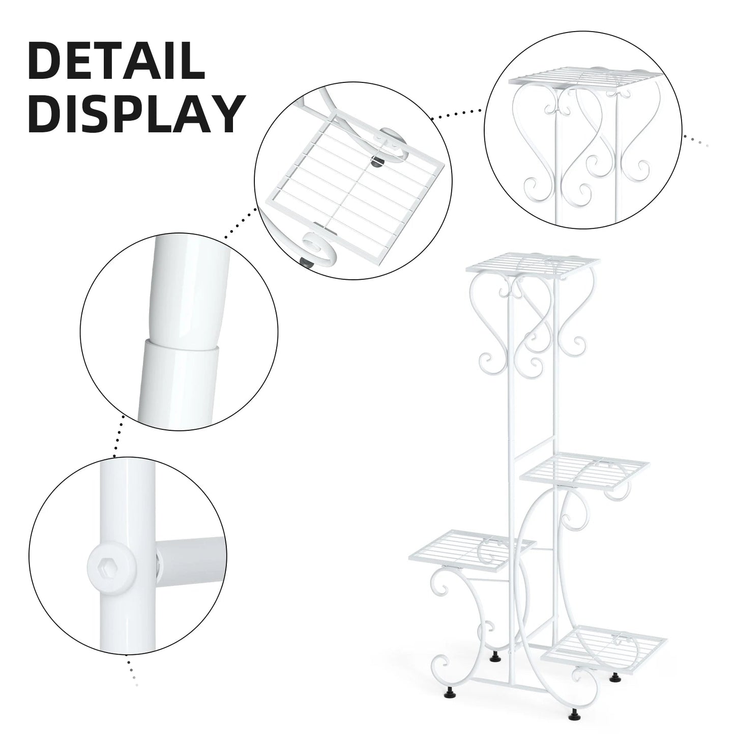4 Tier Metal Plant Stand for Indoor Outdoor Garden Patio Flower Pot Display Rack Organizer Black and White    Home Decor Supply | Online Retail | ShoreShopper.com