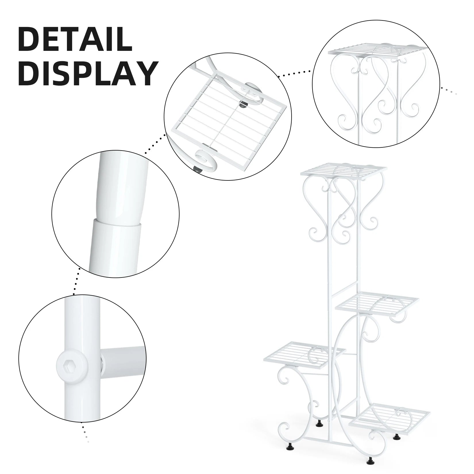 4 Tier Metal Plant Stand for Indoor Outdoor Garden Patio Flower Pot Display Rack Organizer Black and White    Home Decor Supply | Online Retail | ShoreShopper.com