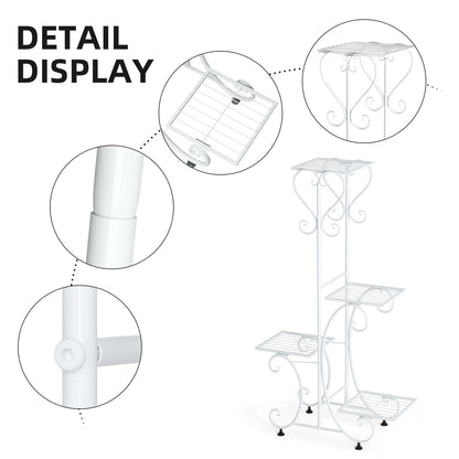 4 Tier Metal Plant Stand for Indoor Outdoor Garden Patio Flower Pot Display Rack Organizer Black and White    Home Decor Supply | Online Retail | ShoreShopper.com