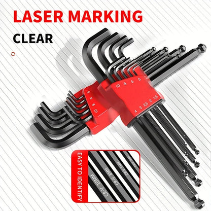 Professional 10-Piece Hex Key Set - Metric & SAE - CR-V Steel Allen Wrenches with Ball End    Home Decor Supply | Online Retail | ShoreShopper.com