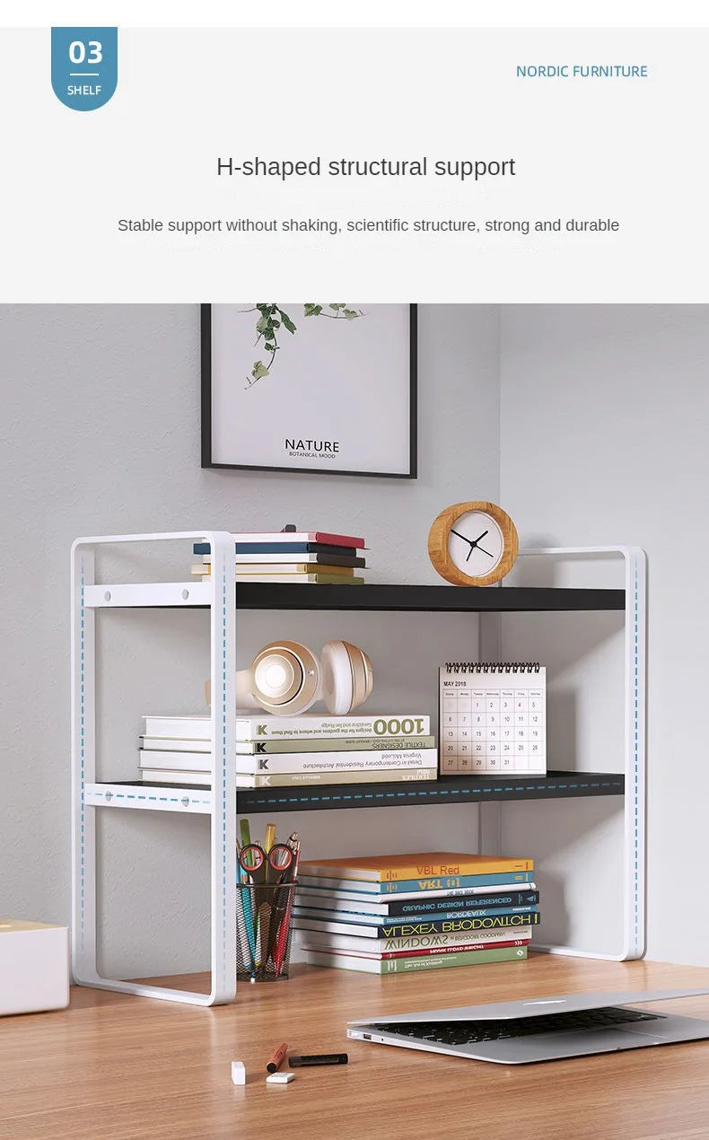 Shelf Desktop Storage  Bookshelf Student Desk Shelves Racks Office Computer Desk Tiered Cabinet Home Storage Holders Organizer    Home Decor Supply | Online Retail | ShoreShopper.com