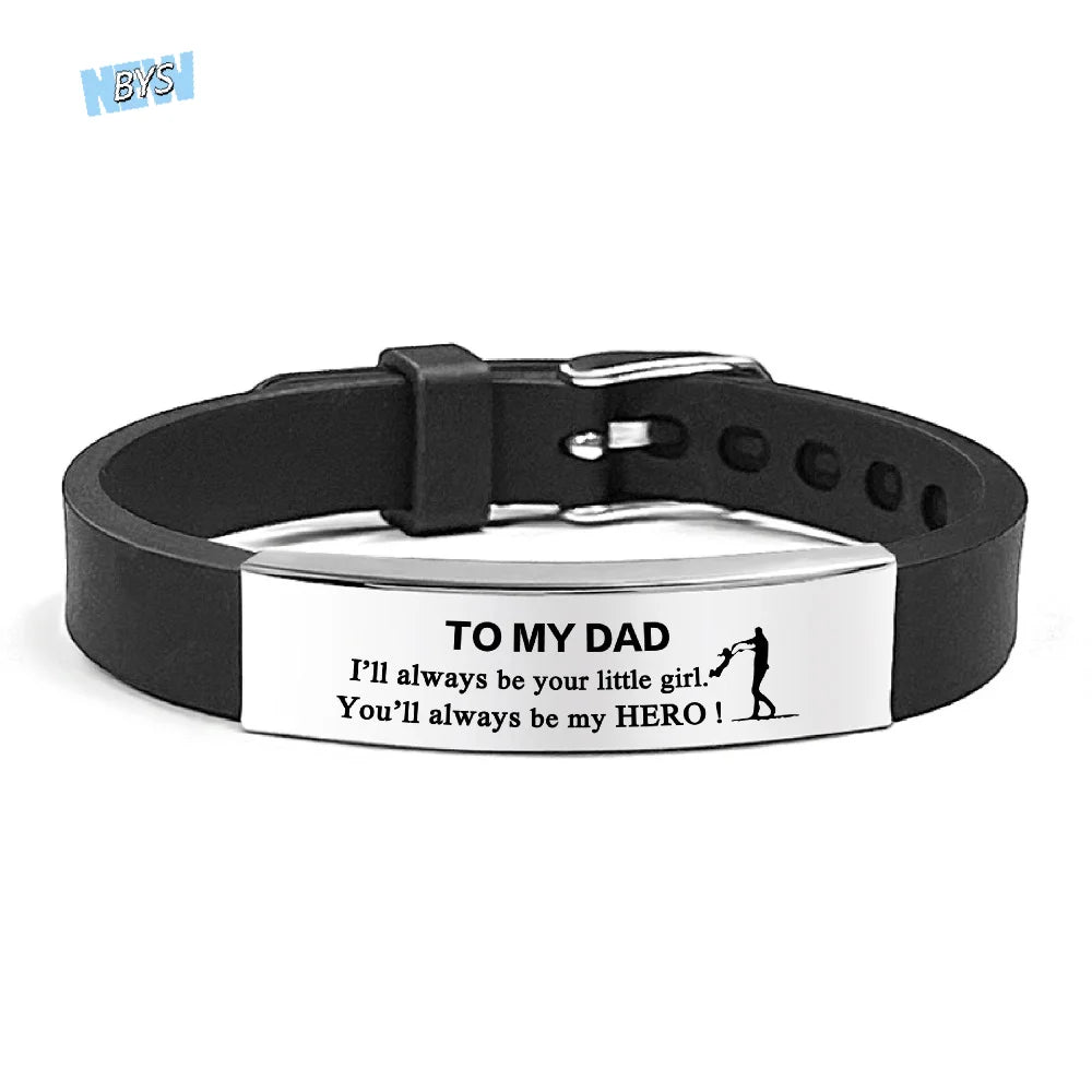 Father's Day Gifts Inspirational Quote Bracelets Wristband Stainless Steel Family Bracelets Adjustable Bracelet for Father    Your Coastal Marketplace | Shoreshopper.com