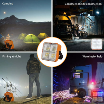 Solar rechargeable multifunctional led work light, portable outdoor floodlight-1200mah lithium battery, suitable for camping.    Home Decor Supply | Online Retail | ShoreShopper.com