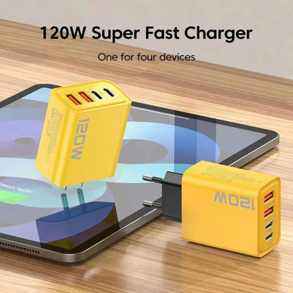 4 Ports USB C PD Charger Quick Charge 3.0 Type C USB Phone Chargers Fast Charging Adapter For iPhone 16 15 Samsung Xiaomi Huawei - ShoreCo.Shop