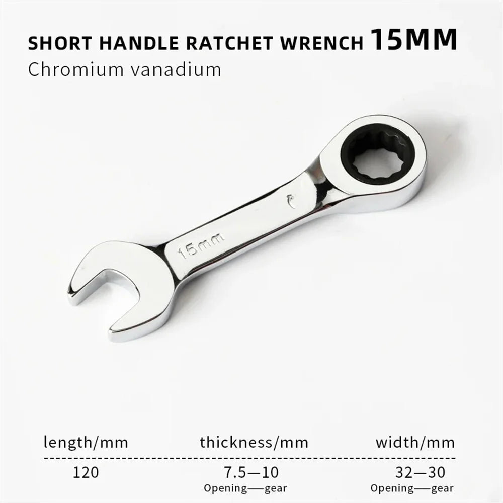 6-19mm Short Handle Quick Ratchet Wrench 72 Teeth Multi Functional Portable Short Dual-use Plum Blossom Small Wrench Hand Tools    Home Decor Supply | Online Retail | ShoreShopper.com