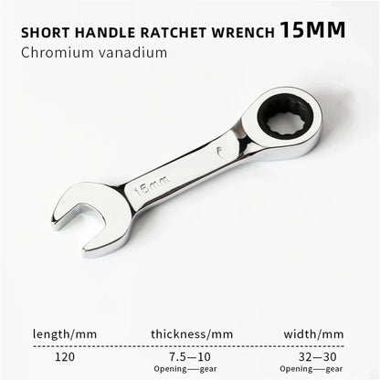 6-19mm Short Handle Quick Ratchet Wrench 72 Teeth Multi Functional Portable Short Dual-use Plum Blossom Small Wrench Hand Tools    Home Decor Supply | Online Retail | ShoreShopper.com