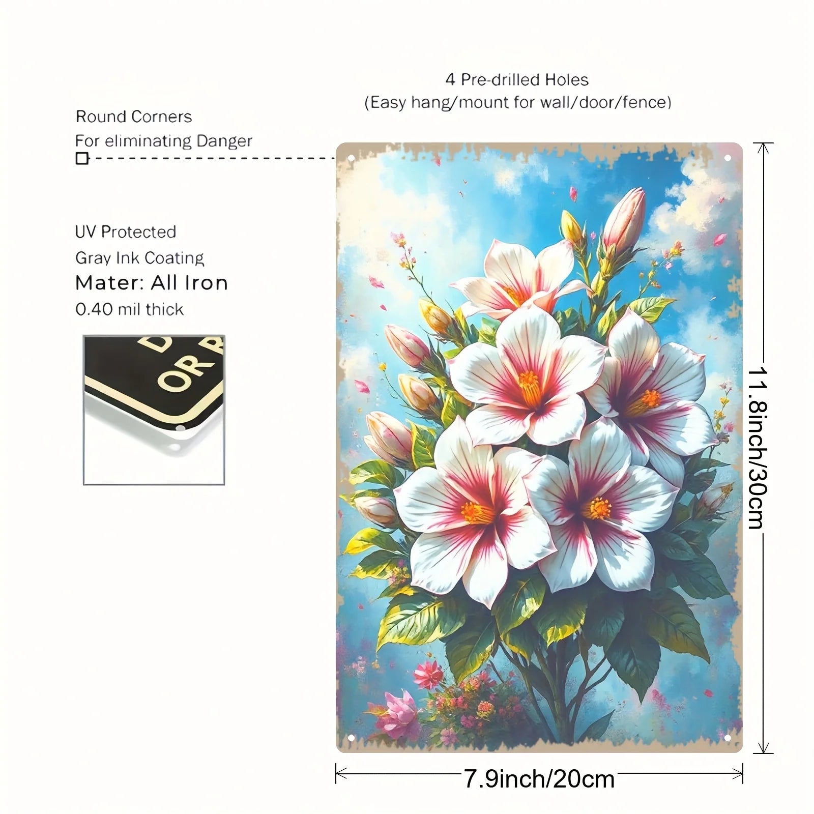 Vibrant 2D Hibiscus Flower Metal Wall Art - Hand-Painted 8x12 Inch Aluminum Decor for Home & Office, Ideal Room Accent    Home Decor Supply | Online Retail | ShoreShopper.com