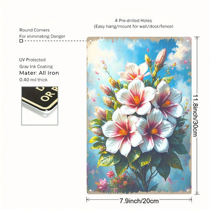 Vibrant 2D Hibiscus Flower Metal Wall Art - Hand-Painted 8x12 Inch Aluminum Decor for Home & Office, Ideal Room Accent    Home Decor Supply | Online Retail | ShoreShopper.com