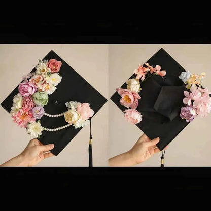 Headwear Doctor Flowers Graduation Cap Bachelor Master Trencher Cap Fringe Charm Ornament Mortar Board University
