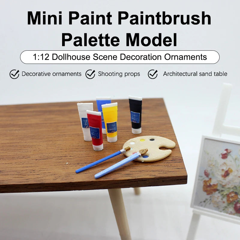 1/12 Dollhouse Draw Room Art Supplies Decoration Dolls House Accessories Mini Pigment Tube Paint Brush Palette Model Dollhouse    Home Decor Supply | Online Retail | ShoreShopper.com