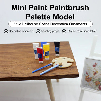 1/12 Dollhouse Draw Room Art Supplies Decoration Dolls House Accessories Mini Pigment Tube Paint Brush Palette Model Dollhouse    Home Decor Supply | Online Retail | ShoreShopper.com