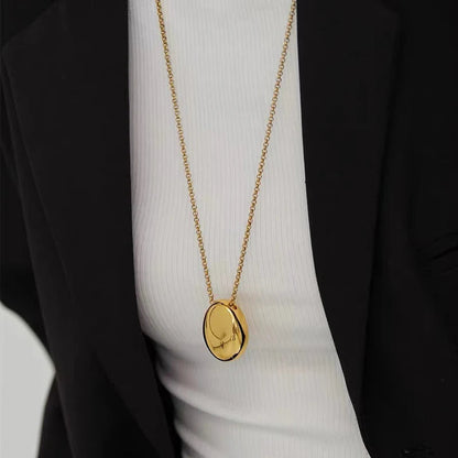 European and American Oval Pendant stainless steel Gold Color Long Necklace Fashion Jewelry Accessories Sweater Chian For Womens    Home Decor Supply | Online Retail | ShoreShopper.com