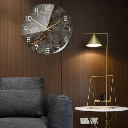 Black Gold Marble Metal Needle Modern Acrylic Round Clock 12"    Home Decor Supply | Online Retail | ShoreShopper.com