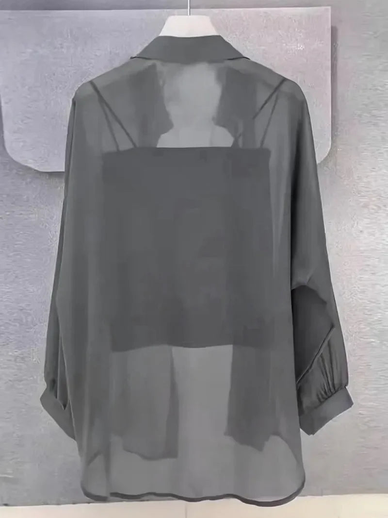 New Women's Shirt | Lightweight Breathable, Solid Color, Straight Button Placket, Lapel, Long-Sleeve, Outerwear & Sun-Protective    Your Coastal Marketplace | Shoreshopper.com