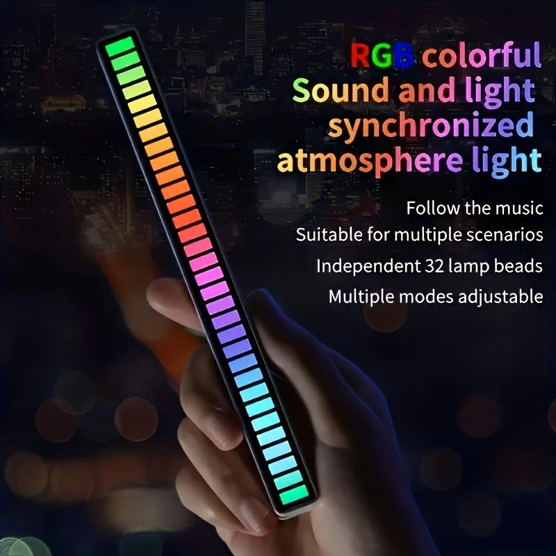RGB Pickup Light Music Rhythm Lights Upgraded USB Rechargeable Model Christmas Decoration Desktop RGB Light Bar Music Rhythm - ShoreCo.Shop