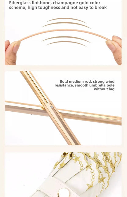 1pc Embroidered Sun Umbrella for Women Sun Protection and UV Protection All-weather Curved Hook Umbrella Folding Umbrella    Your Coastal Marketplace | Shoreshopper.com