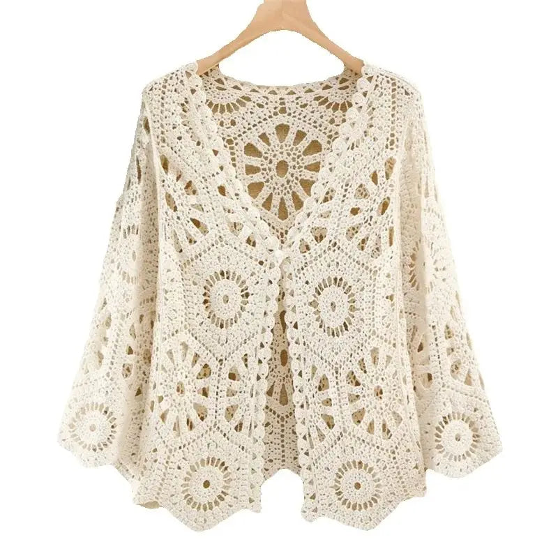Women's Shirt 2025 Hollow out New Female Coat Knitted Shirt Lace Thin Hook Flower Loose Solid Color Fashion Top Hoodie Versatile    Your Coastal Marketplace | Shoreshopper.com
