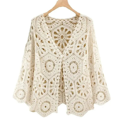 Women's Shirt 2025 Hollow out New Female Coat Knitted Shirt Lace Thin Hook Flower Loose Solid Color Fashion Top Hoodie Versatile    Your Coastal Marketplace | Shoreshopper.com
