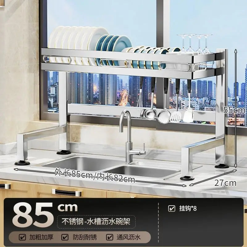 Stainless Steel Sink Shelf Bowl Drain Rack Kitchen Storage Rack Multifunctional Dish Cutlery Knife Spoon Sink Rack Set Organizer    Home Decor Supply | Online Retail | ShoreShopper.com