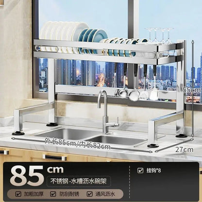 Stainless Steel Sink Shelf Bowl Drain Rack Kitchen Storage Rack Multifunctional Dish Cutlery Knife Spoon Sink Rack Set Organizer    Home Decor Supply | Online Retail | ShoreShopper.com