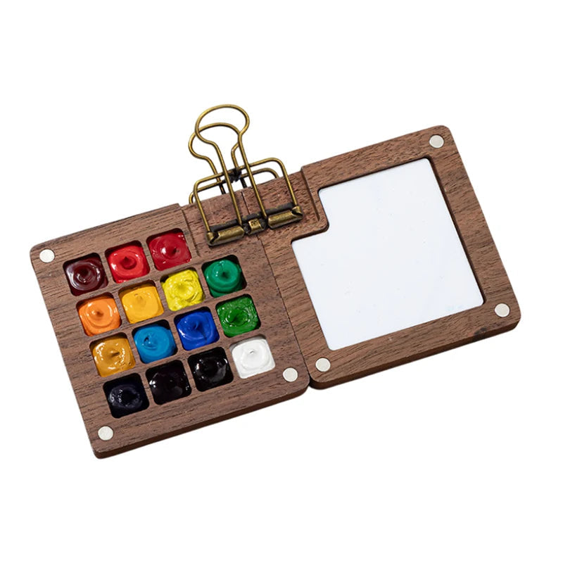 1pc Art Supplies Sketchbook Palette Mini Walnut Wood Watercolor Palette Portable Paint Box With Clip Travel Painting Paint Tray    Home Decor Supply | Online Retail | ShoreShopper.com